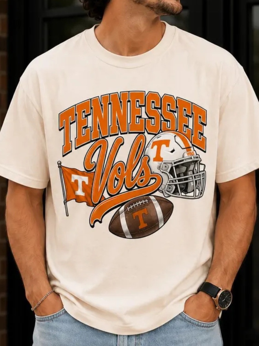 Tennessee Vols Graphic Tee, Gildan Off White Color, Classic For Everyday Wear